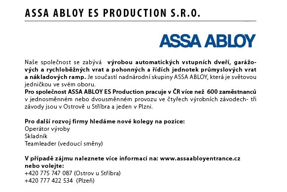  ASSA ABLOY ES Production, s.r.o.